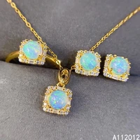 kjjeaxcmy fine jewelry natural opal 925 sterling silver lovely girl gemstone pendant necklace earrings ring set support test