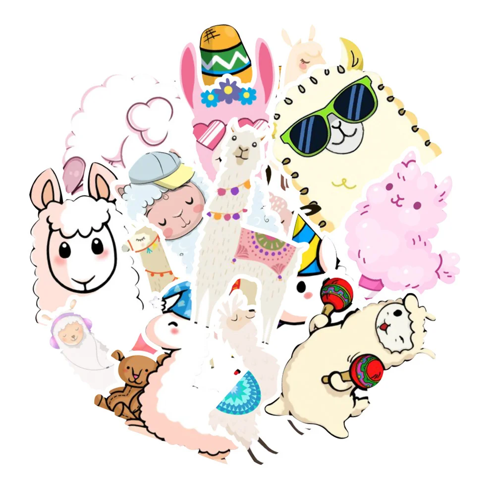 

50Pcs Mixed Alpaca Cartoon Pvc Stickers Skateboard Fridge Guitar Laptop DIY Waterproof Animals Sticker Gift For Kid AYM