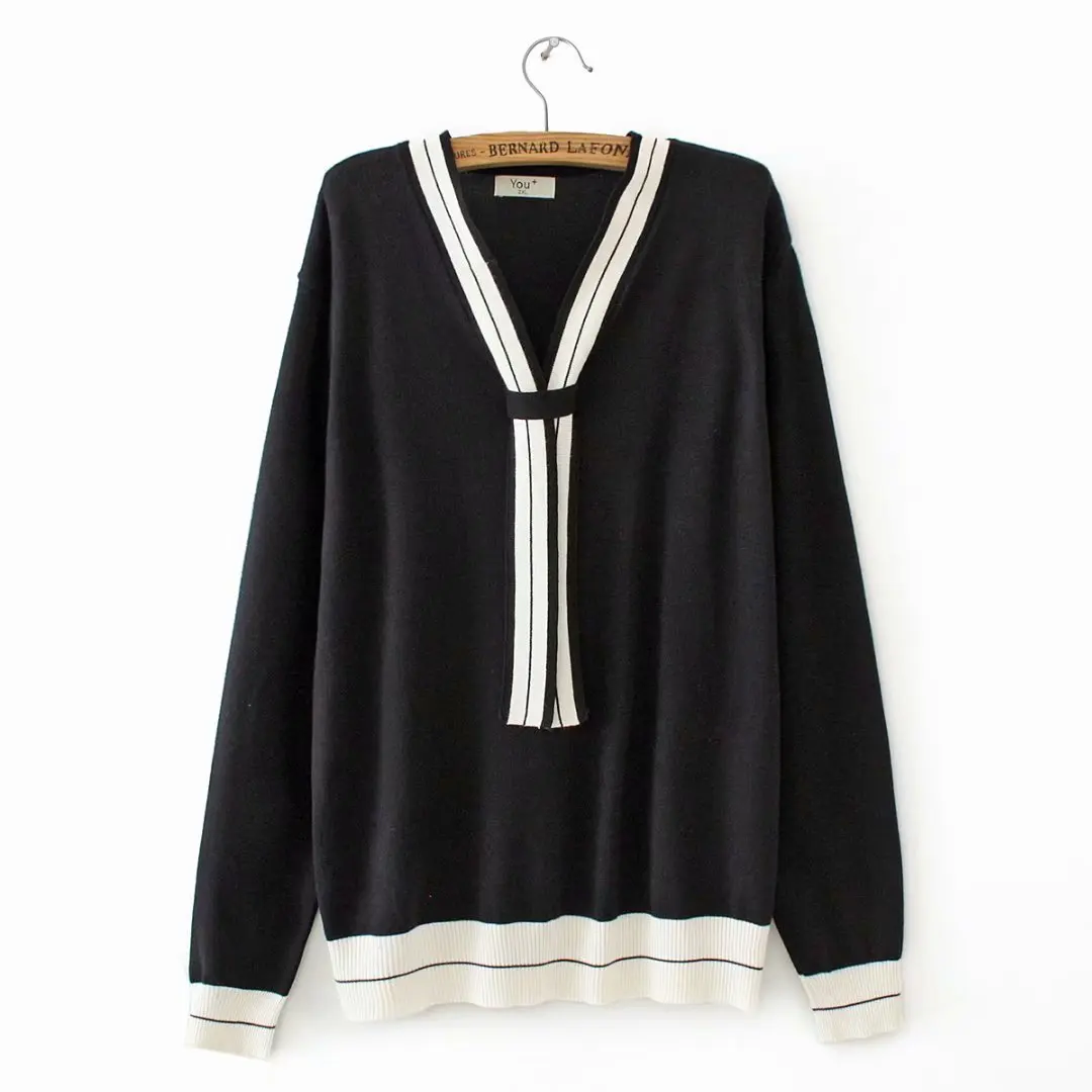 Plus Size Casual Essential Sweaters Women 2019 Autumn Winter Fashion Loose Long Sleeve Knitting Pullovers E2-9508 | Женская одежда