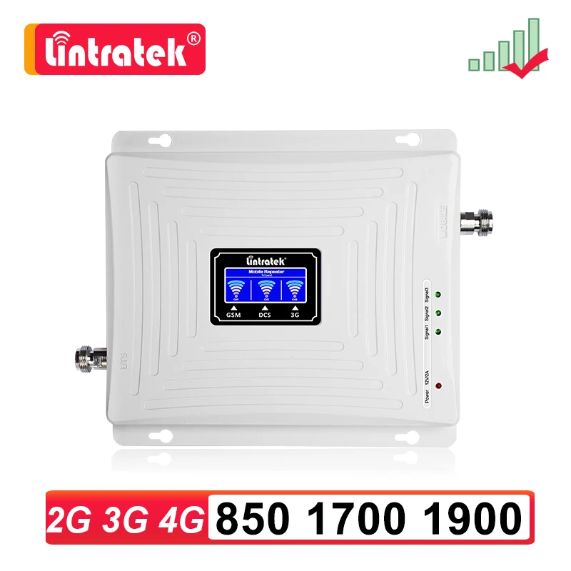 Lintratek 2G 3G 4G трехполосный усилитель сигнала 850 1700 1900 мобильный телефон