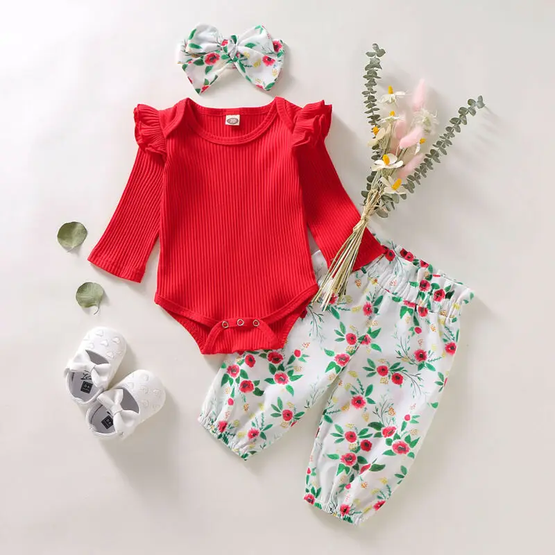 3 шт./комплект детские комбинезоны с длинным рукавом и оборками | Мать ребенок