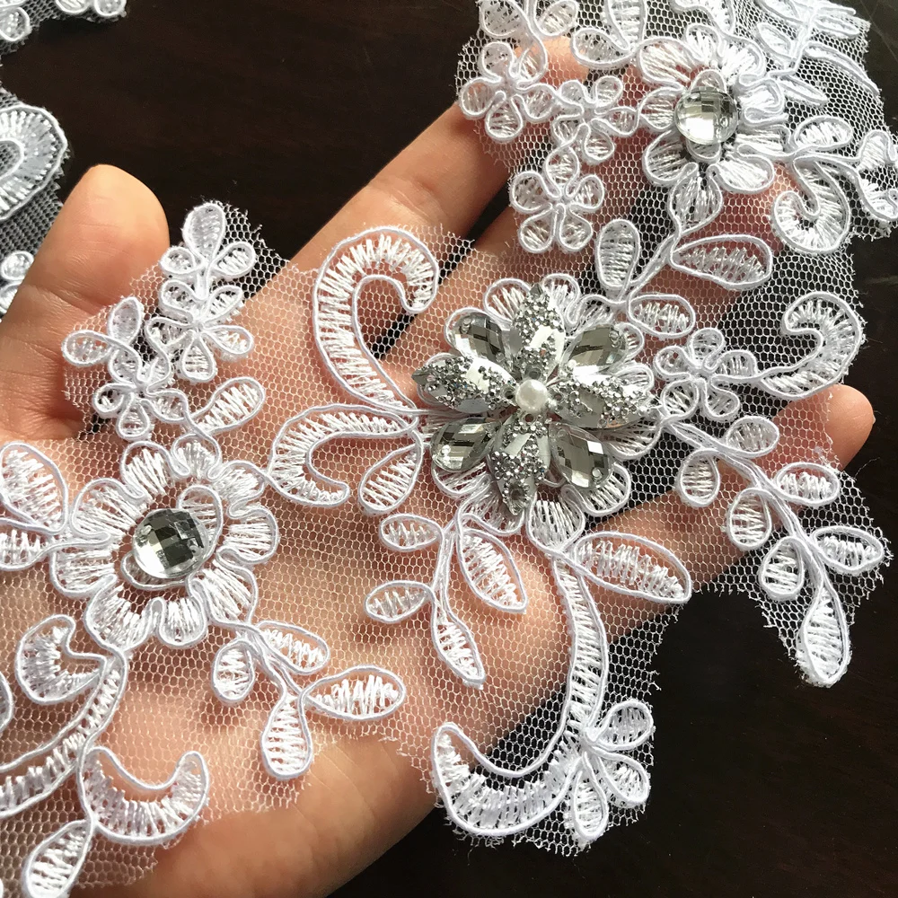 10 пар серебристые и белые нашивки для шитья 11x25 см|Кружево| |