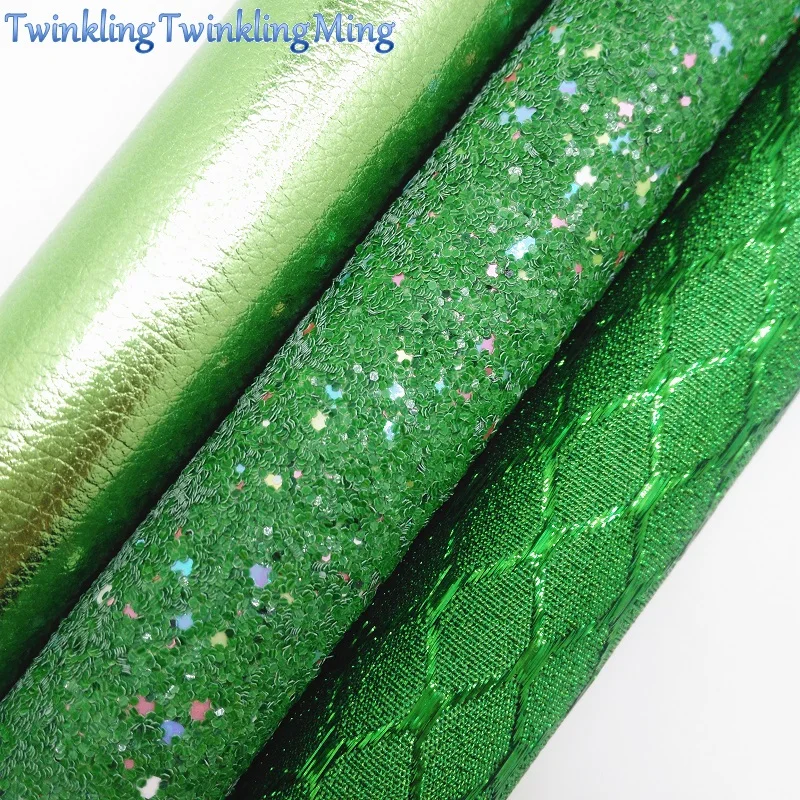 Ткань из искусственной кожи с зелеными блестками листы личи для банта A4 8x11 дюймов