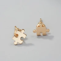 wangaiyao personality irregular square earrings female stainless steel small and cute square student ear jewelry