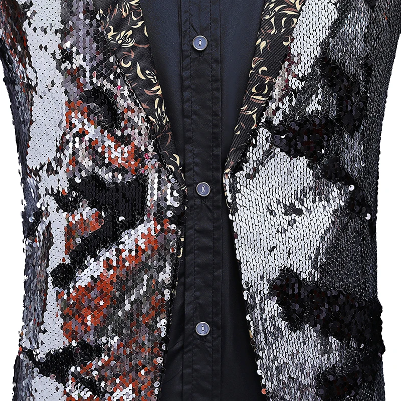 Shenrun мужской двухцветный блестящий костюм Куртка Блейзер для выпускного вечера