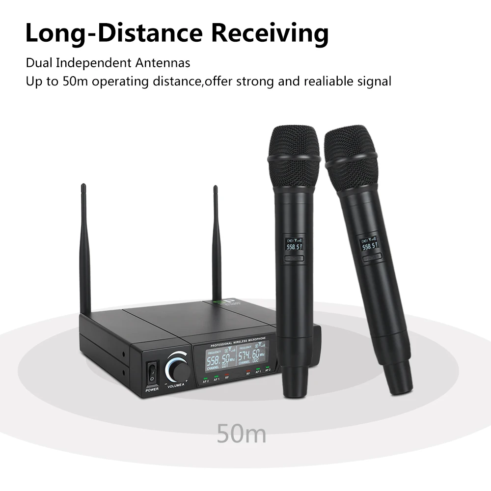 XTUGA U1002 UHF профессиональный двойной беспроводной микрофон Система 2 канала 2 ручной караоке микрофон Комплект для свадьбы, вечерние