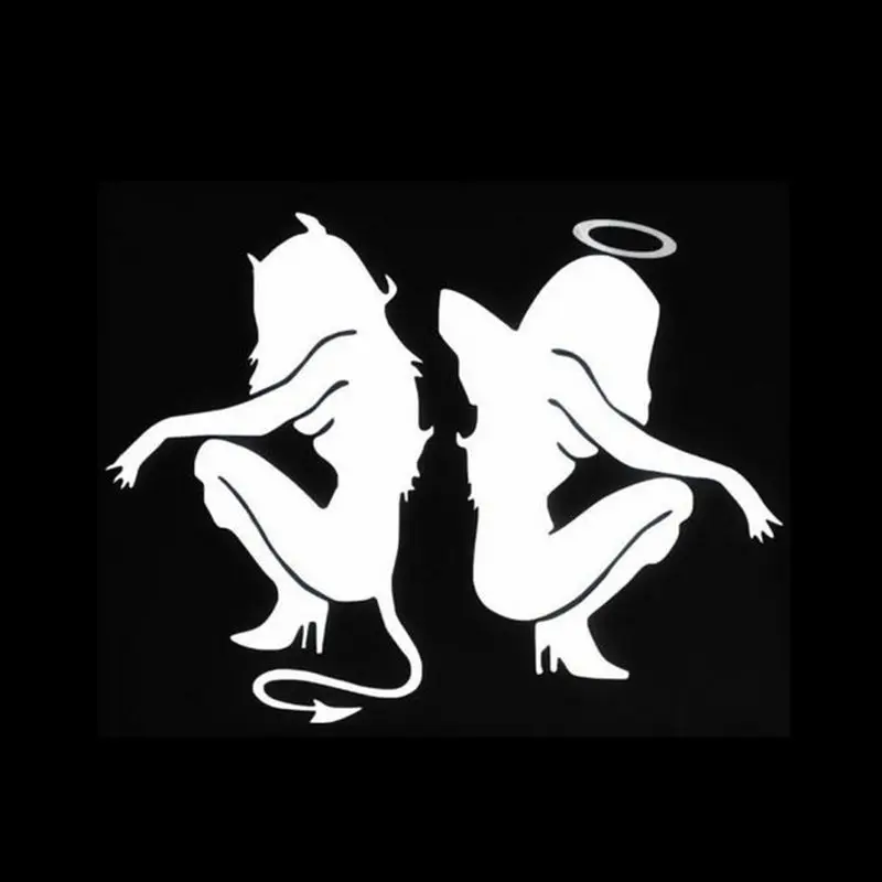 1 шт. черный белый цвет отражающий автомобиль стиль Дьявол Ангел наклейка на