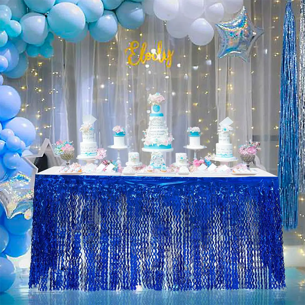 TPFOCUS Multicolor Glitter Spiral Tassel Curtains Bridal Shower Table Skirt for Wedding Birthday Baby Shower Party Decoration