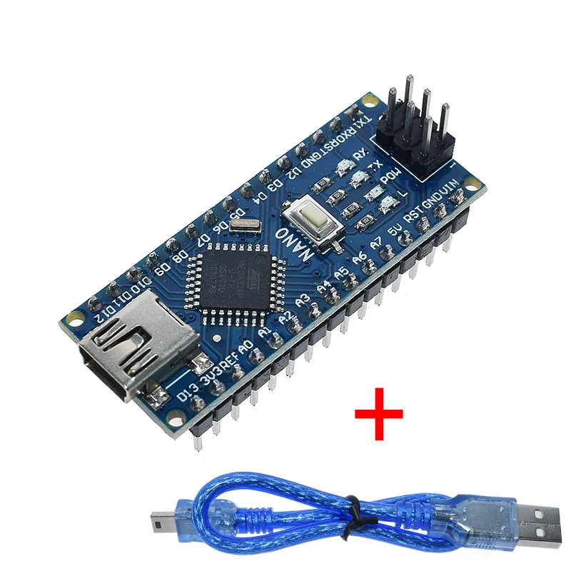 WAVGAT продвижение Arduino ардуино Nano 3,0 Atmega328 контроллер Совместимость совета для Arduino модуль PCB развитию без USB - Цвет: Nano and cable