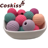 coskiss 10pcs wooden beads baby teething round spiral beads food grade beads 15mm diy threaded bpa free beads baby teethers