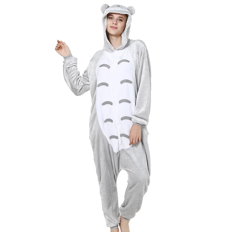 Kigurumi Totoro Neighbor Pajama Adult Animal Onesie Women Men Couple Anime Winter Pajamas Suit Sleepwear Flannel Pijamas