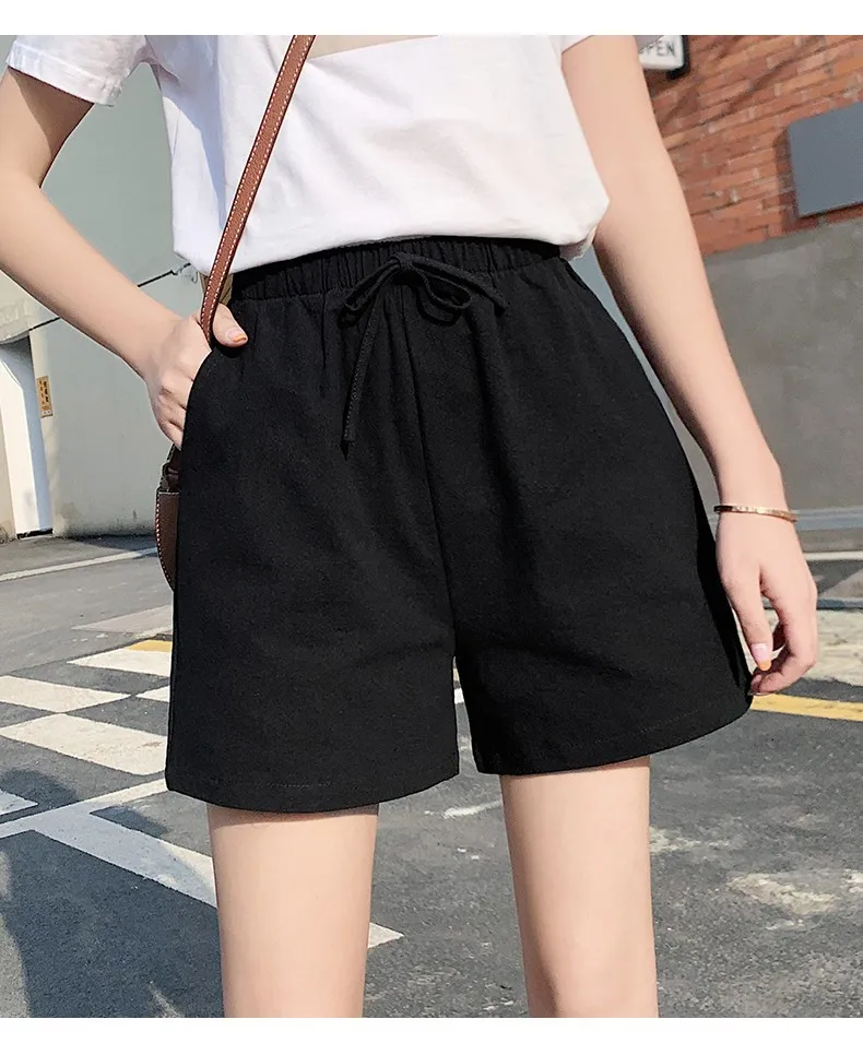 

summer new loose linen cotton linen loose student sports and leisure shorts women wide leg leggings women
