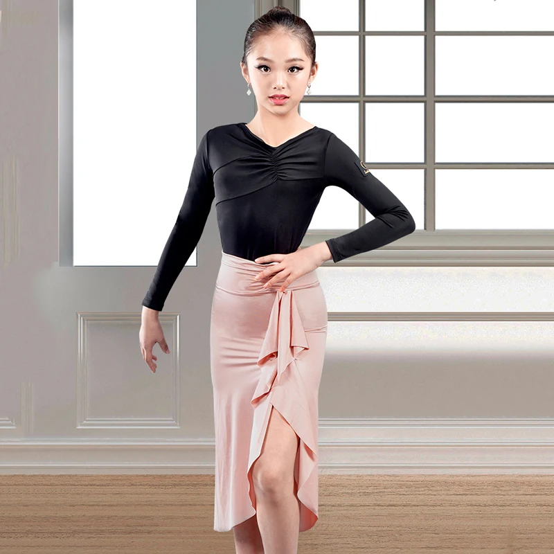 

Child Latin Dance Clothes Girls Dress Long Sleeve Tops Skirts Performance Suit Women Club Prom Outfits Tango Latin Dress 3678