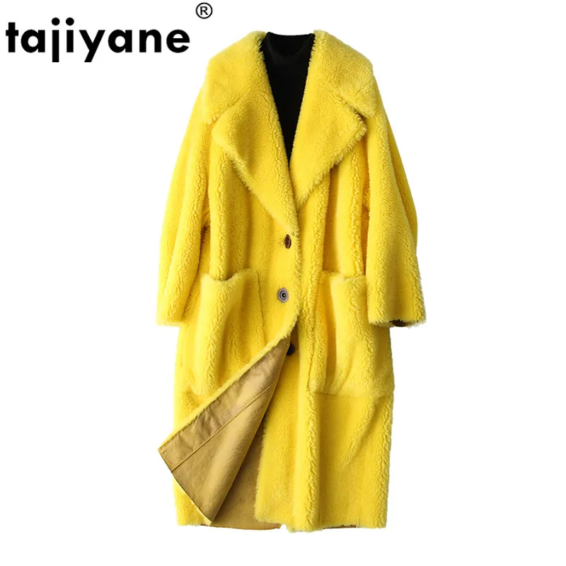 Теплое пальто с натуральным мехом женская куртка из 100% шерсти овчина мех осенне