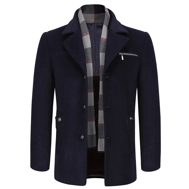 YOUTHUP новое зимнее мужское шерстяное повседневное Пальто однобортное плотное