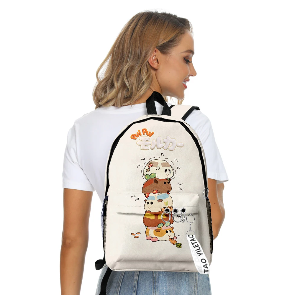 

Cartoon Anime Pui Pui Molcar School Bags Boys Girls Travel Bag 3D Print Oxford Waterproof Key Chain Notebook Shoulder Backpacks