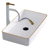 Gold Bathroom Sink Bowls Above Counter Basin White Art Basin Sink Light Luxury European Style Wash Basin Ceramic