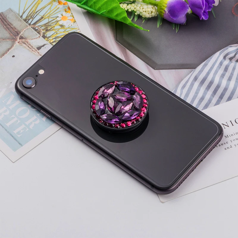 Фиолетовый Pocketsocket Bling Держатель с бриллиантами подставка для IPhone X 7 samsung huawei карманная розетка держатель для сотового телефона - Цвет: Фиолетовый