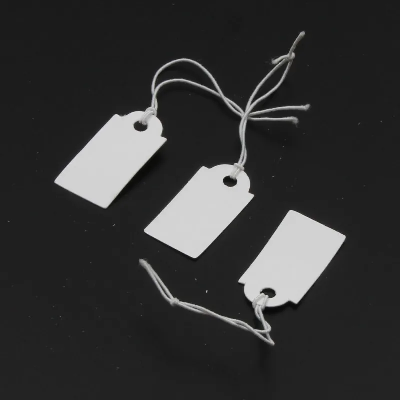 

Wholesale 100pcs/lot Trend Rectangular Paper Price Tag White Blank String Jewelry Price Display Cards Promotion Label For Sales