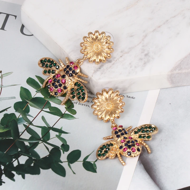 Симпатичные подвесные серьги в виде пчелы для женщин модные серьги-вешалки ушей