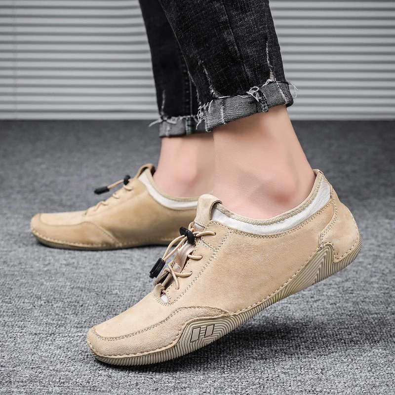

New Men Fashion Sneakers Breathable comfortable non-slip all-match outdoor Men's genuine leather beanie shoes men flats 38-45