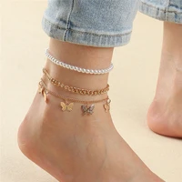 hi man pcsset european trend butterfly handmade pearl anklet women simple fashion anniversary wedding gift jewelry