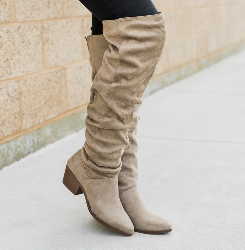 MoneRffi/женские сапоги сезон осень зима Новинка Сапоги выше колена минималистичные