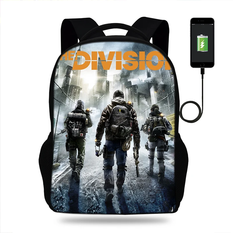 Школьные сумки игровой рюкзак Tom Clancy's The Division с принтом для подростков мальчиков