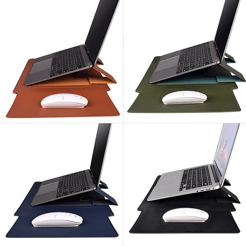 

Funda de piel sintética suave para portátil, funda con soporte para Macbook Air Pro 13,3, 14, 15,6 pulgadas, bolsa para portát