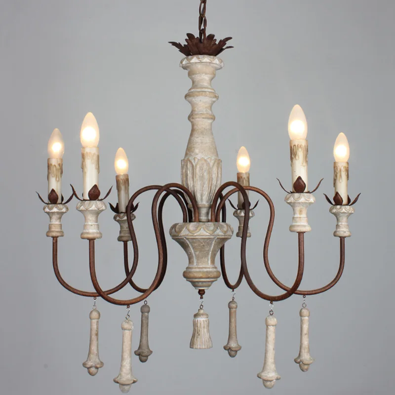 Американский деревенский сельский люстра из дерева и железа для гостиной