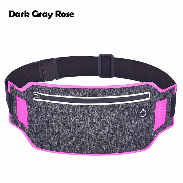 dark gray rose Сумка для бега для телефона, водонепроницаемая поясная сумка для бега, светильник, дышащий поясной ремень, унисекс Фитнес поясная сумка, спортивные аксессуары - Цвет: dark gray rose