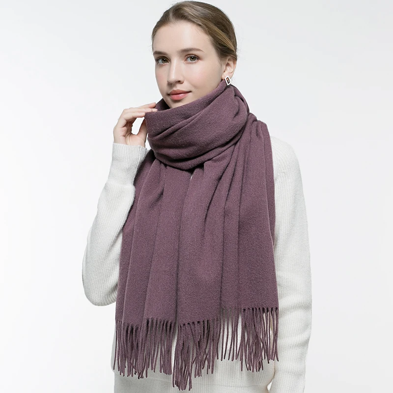 Wither Pure Wool Scarf Women Brand Thicken Warm Echarpe Wraps for Ladies Foulard Femme Solid Camel Merino Wool Scarves
