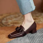 Туфли-лодочки женские на низком каблуке, с квадратным носком, в стиле ретро, 8952N, для весны, 2021