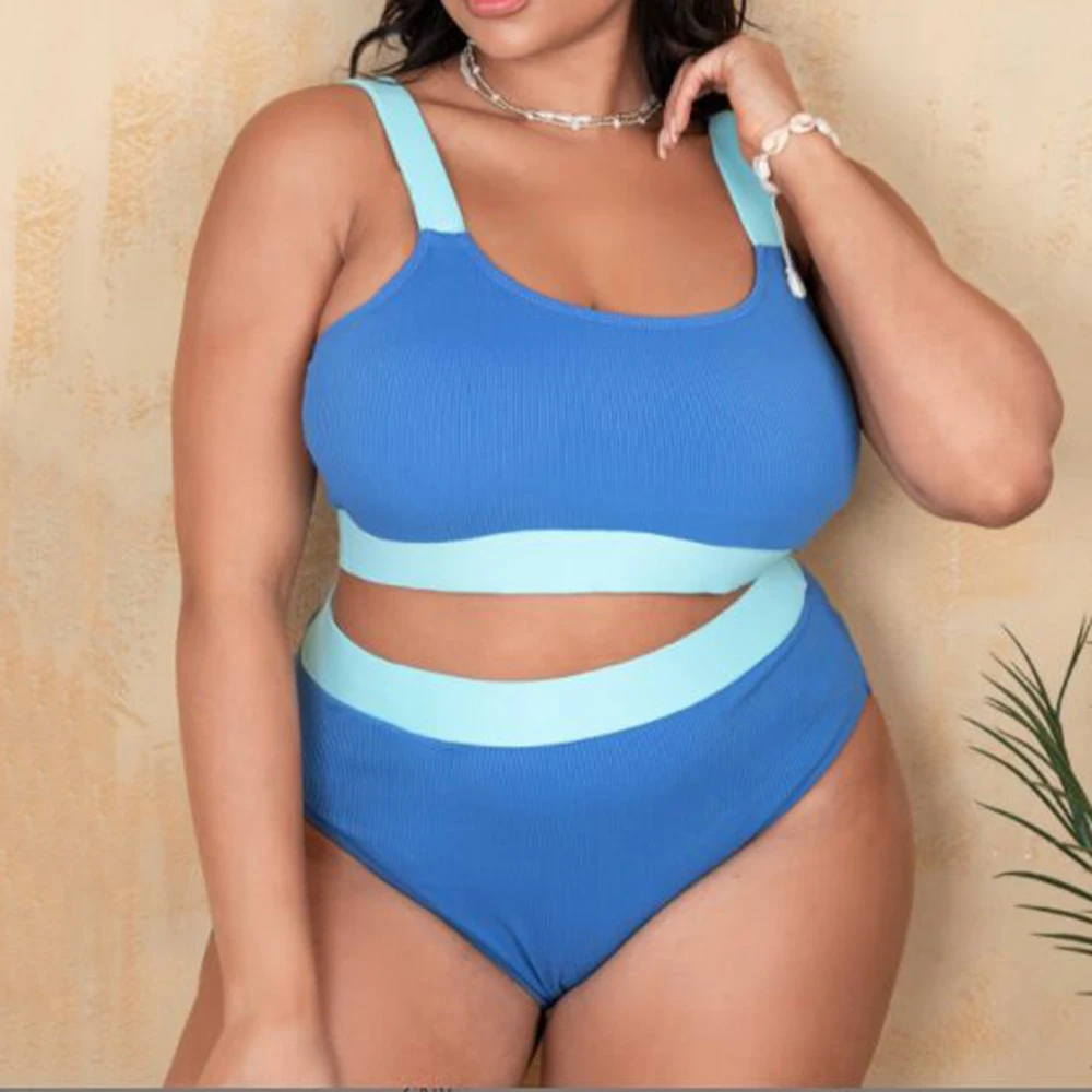 

Женский раздельный купальник без рукавов, однотонный раздельный купальный костюм, пляжная одежда, большие размеры, лето 2022