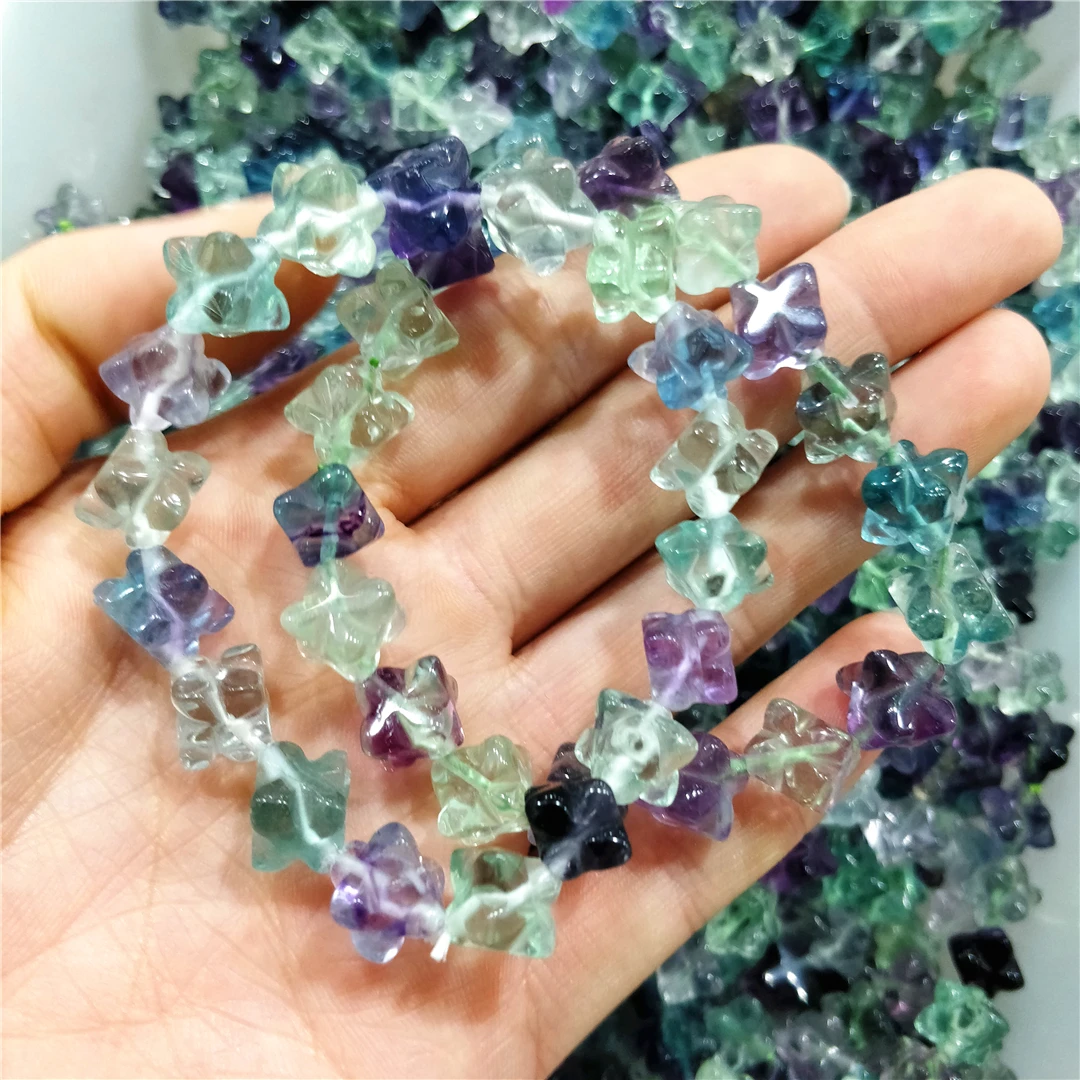 

Jewelry Accessories Bracelet Making From Chakras Natural Colored Fluorite Carved Merkabah Figures Magnetic Energy Minerals Gifts