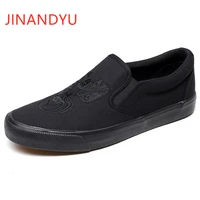 chinese style embroider black white shoes casual men canvas shoes men summer fall loafers breathable mens lightweight sneakers