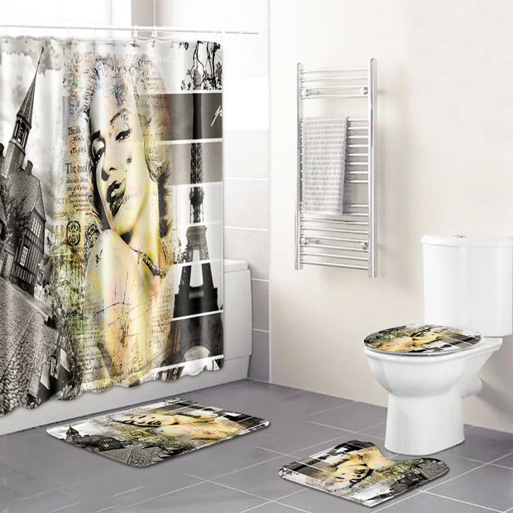 Comprare Tende Da Doccia Colorate Per Tende Da Bagno In Tessuto Impermeabile Con Fiori Di Tulipano Set Tappeti Antiscivolo Coperchio Per Wc Tappetino Da Bagno