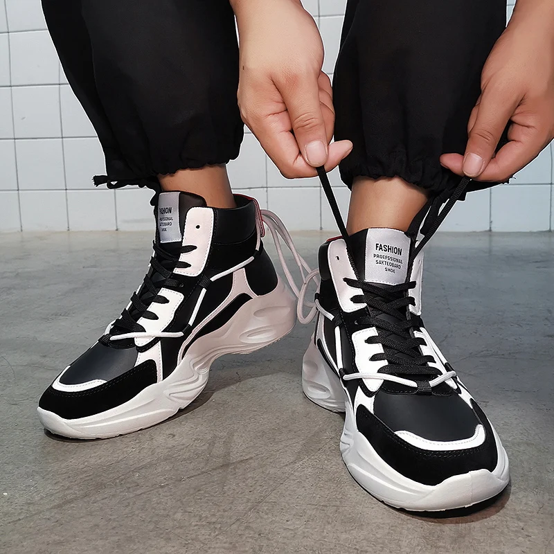 

Men's Sports Shoes Black Sneakers Man Leather Shoes For Men Sports Fashion Casual Mens Walking Korean 2020 Trainers Winter