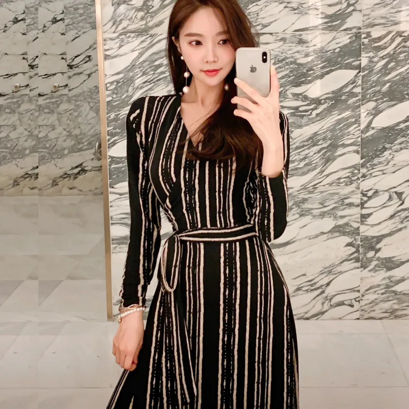 Женское винтажное платье в полоску элегантное облегающее платье|Женские платья|