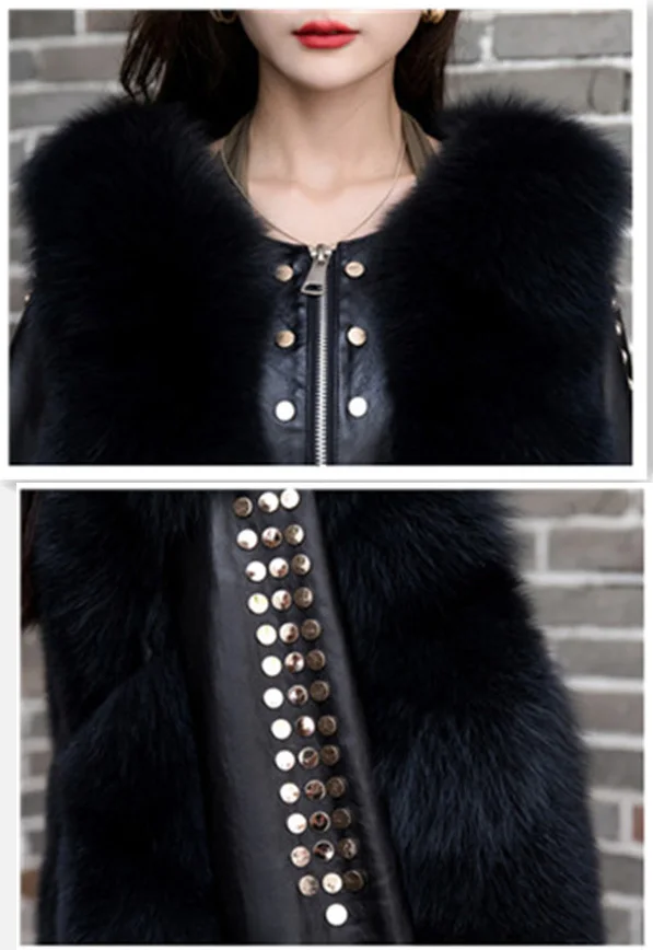 Natural fox fur waistcoat, full fur women's jacket, fox fur top, outer wear leather grass waistcoat, noble clothing