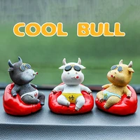 car styling gangster cow car ornament fashion creative car decoration toys with chain and sticker car interiot accessories