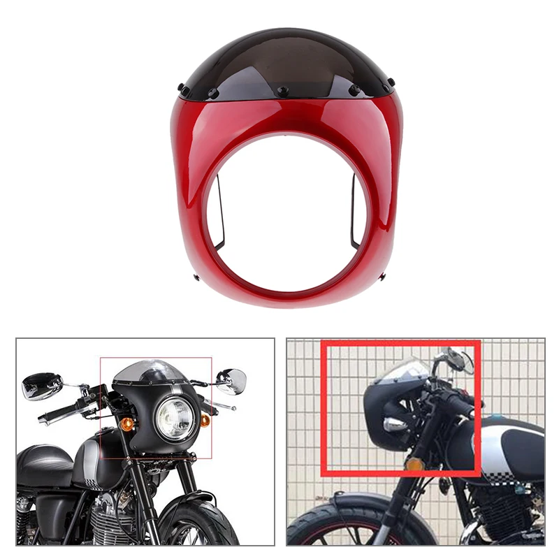

Motorcycle Retro Cafe Racer Style 7'' Headlight Lamp Handlebar Fairing Windshield Universal Less Turbulence Improves Stability