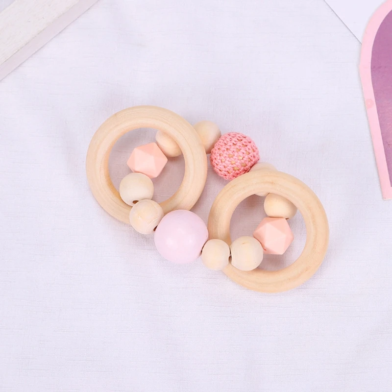 

3 Pcs/Set Baby Pram Pendant Rattle Pacifier Chain Clip Bracelet Infants Wooden Teether Nursing Chewing Toys Shower Gifts
