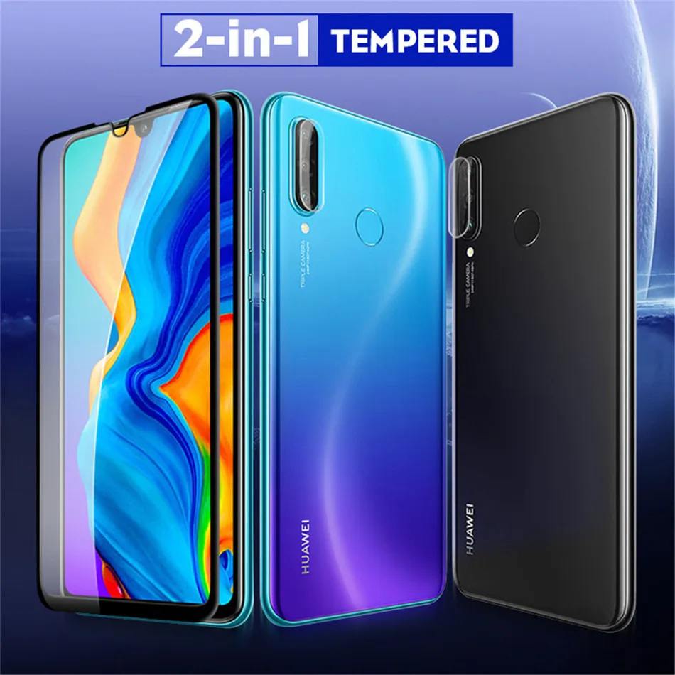 2 в 1 для Huawei P30 Lite Y9 2019 пленка объектива камеры и защита экрана закаленное стекло