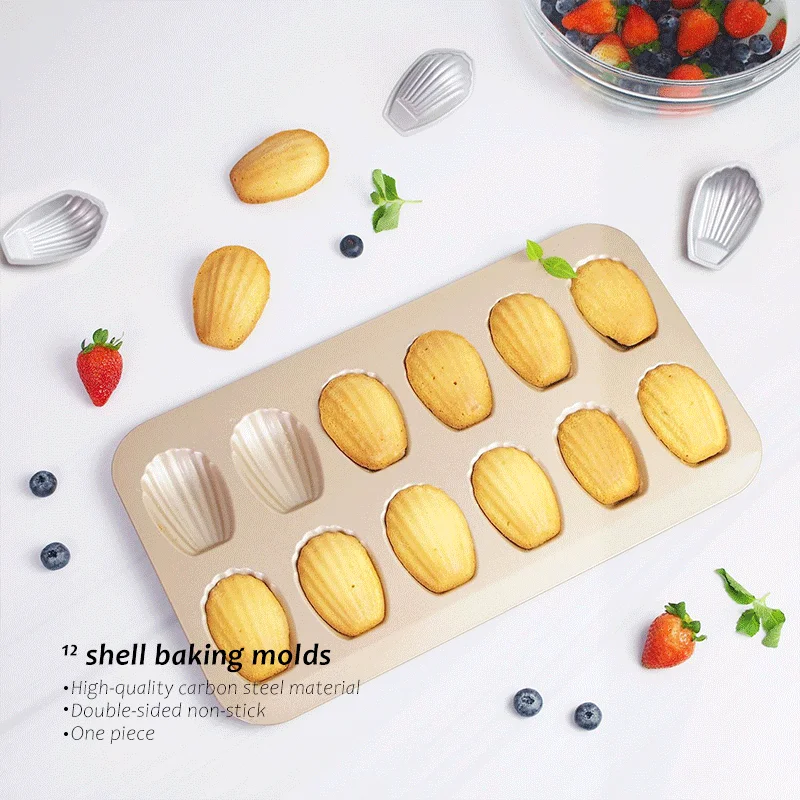 

Stainless Steel Cake Mould Muffin Madeleine Pan 12-Cavity Madeleines Cake Baking Pans Tray Shell Shaped Mold Nonstick