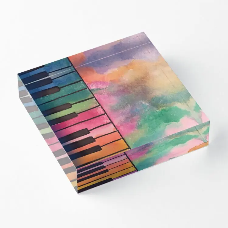 

Watercolor Piano Acrylic Block Transparent Pad Decor Print Photos Clear Decoration Bedroom Cute Wedding Family Board Room