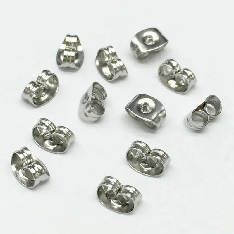 100pcs 4.5x6mm Silver Tone Stainless Steel Nut Clutch Stud Earrings Posts &amp Backs Fittings Ear Stoppers Jewelry Making | Украшения и