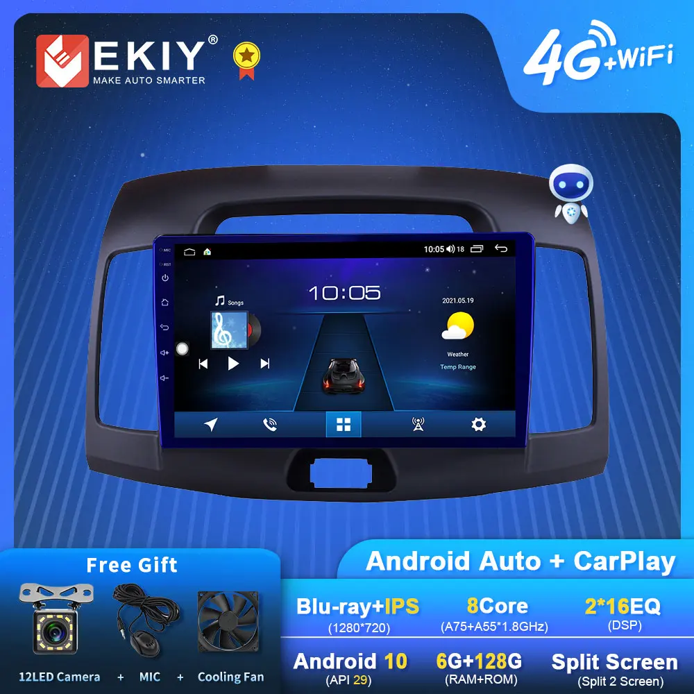 

Автомагнитола EKIY S7T Android 10 для Hyundai Elantra 2007-2011 1280*720 IPS Carplay мультимедийный плеер головное устройство магнитофон DVD