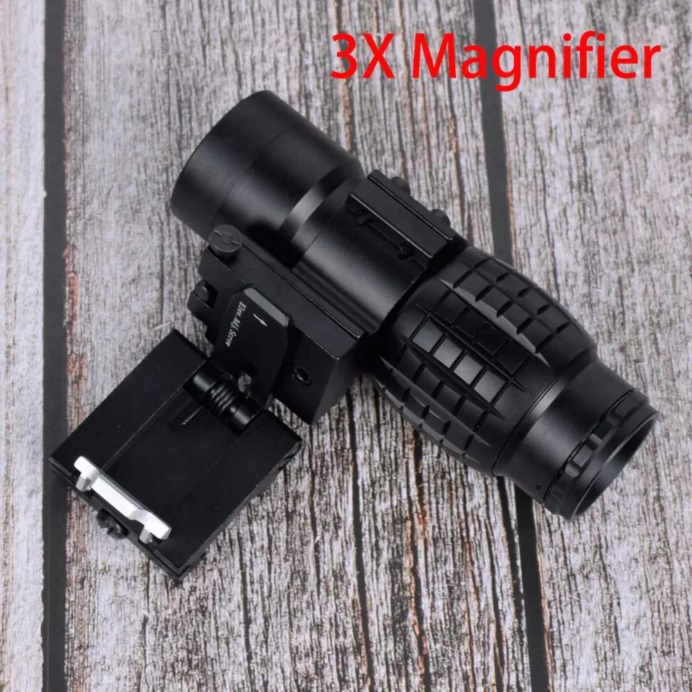 Tactical Collimator Sight Rifle 3x Scope Sight Riflescopes with Flip UP Mount Long Gun 20mm Picatinny Airsoft Rail Mount Hunting
