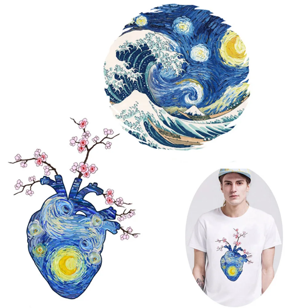 Сердце Звездная ночь одежда патч красочные бант-узел Наклейка виниловая